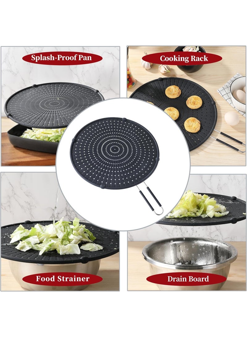 Splatter Guards for Frying,  Grease Splatter Guard, Heat-resistant Splatter Screen for Frying Pan, Silicone Splatter Guard for Everyday Cooking, Dishwasher Safe (Black) ﻿ - Image 5